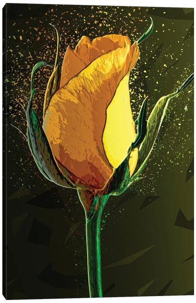 Colored Yellow Rose Canvas Art Print