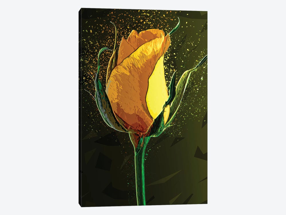 Colored Yellow Rose by Milos Karanovic 1-piece Canvas Print