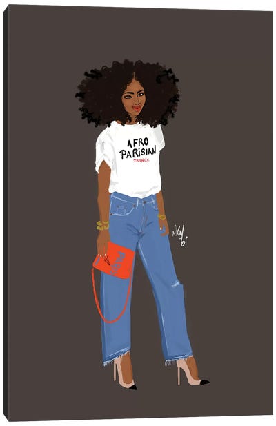 Afro-Parisianer Canvas Art Print - Women's Empowerment Art