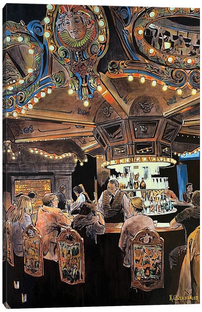 Carousel Bar Canvas Art Print - Amusement Park Art