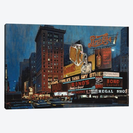 Evening Rush Times Square Canvas Print #KOL3} by Keith Oelschlager Canvas Art Print