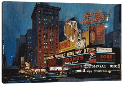 Evening Rush Times Square Canvas Art Print - Keith Oelschlager