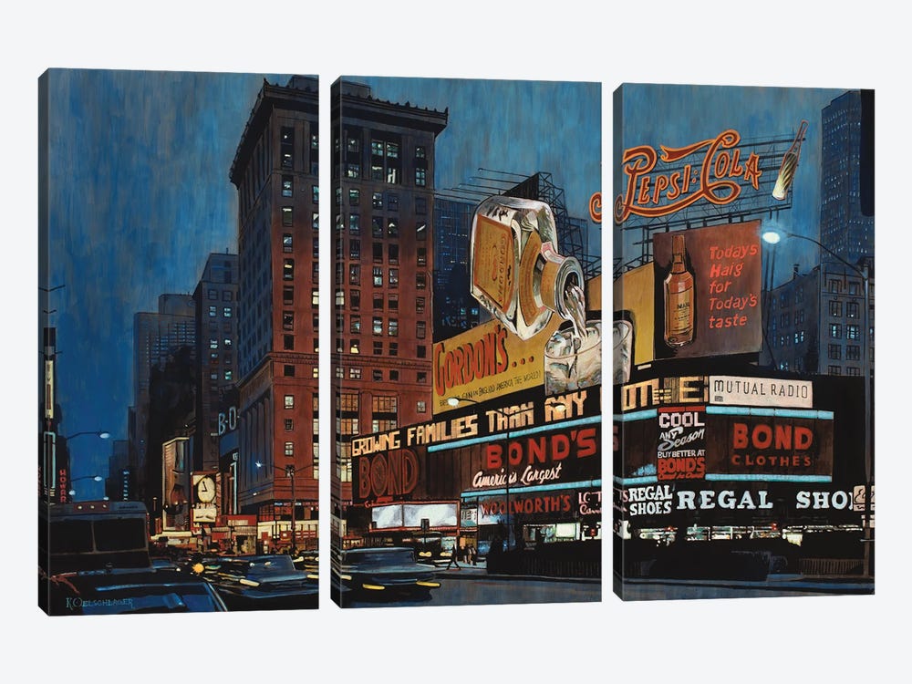 Evening Rush Times Square by Keith Oelschlager 3-piece Art Print