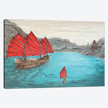 Three Reds - Junk Ship Canvas Print #KOO23} by Koorosh Nejad Canvas Print
