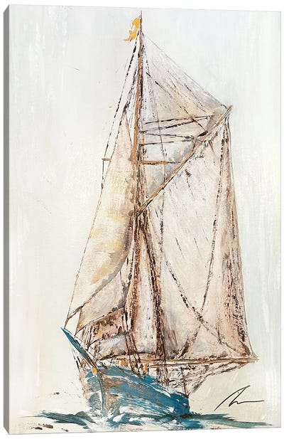 Blue Schooner - New Canvas Art Print - Koorosh Nejad