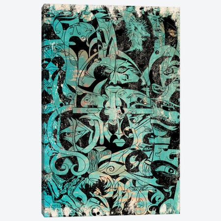 Vikings and Celtic - Rustic Green Canvas Print #KOO34} by Koorosh Nejad Canvas Art Print