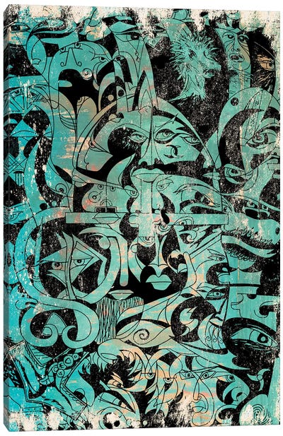Vikings and Celtic - Rustic Green Canvas Art Print - Koorosh Nejad