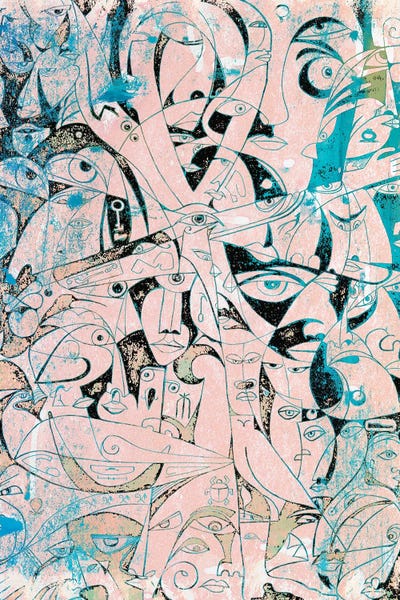 Egypt in symbols - Pink Blue by Koorosh Nejad canvas print