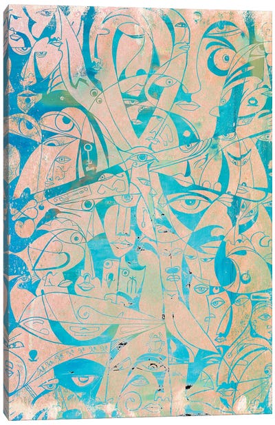Egypt in symbols - blue shiny Canvas Art Print - Koorosh Nejad