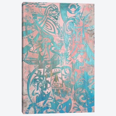 Zamin - Ancient Persia - Blue Pink Canvas Print #KOO56} by Koorosh Nejad Canvas Art Print