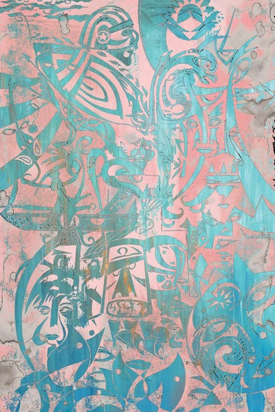 Koorosh Nejad: Zamin - Ancient Persia - Blue Pink by Koorosh Nejad