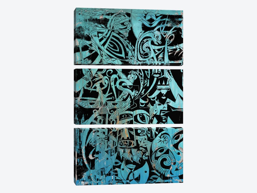 Zamin - Ancient Persia - Blue by Koorosh Nejad 3-piece Art Print