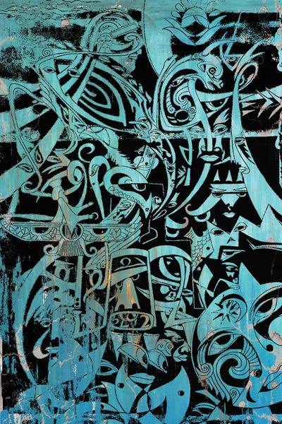 Middle Eastern Culture: Zamin - Ancient Persia - Blue by Koorosh Nejad