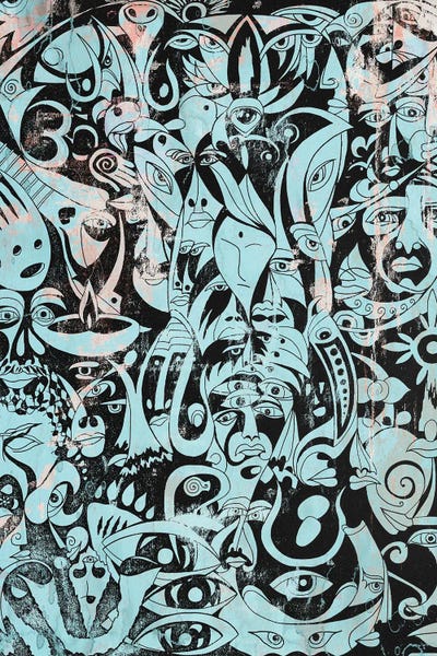 Cyan-Pink-Black by Koorosh Nejad canvas print