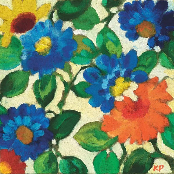 Zinnias: Blue Zinnias by Kim Parker