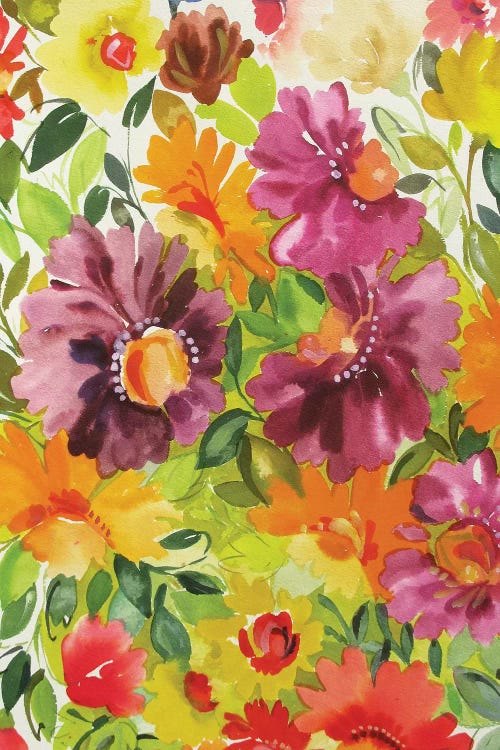 Purple Zinnia Garden I by Kim Parker wall art