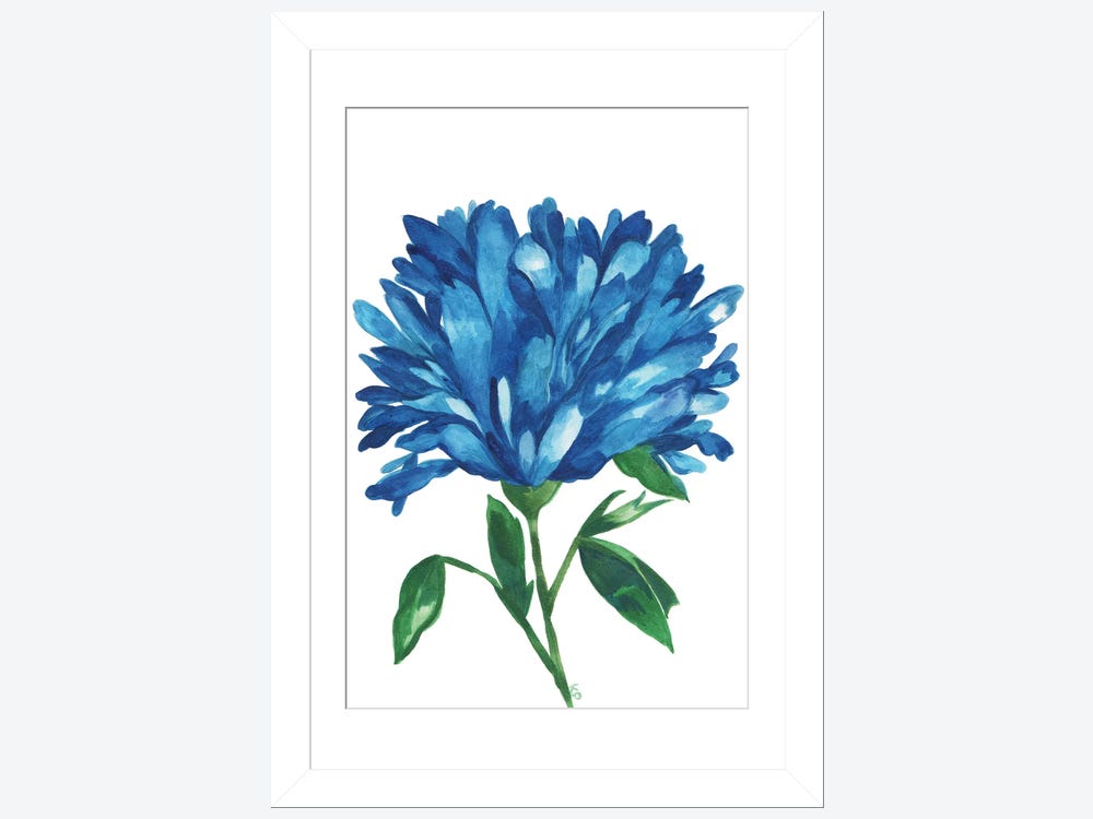 Sold! Tropics Large Canvas Painting, Royal Blue, White, Fuchsia