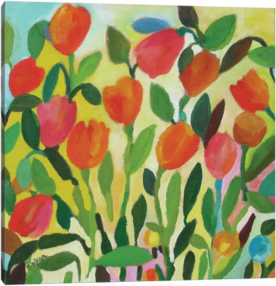 Tulip Garden Canvas Art Print - Tulip Art