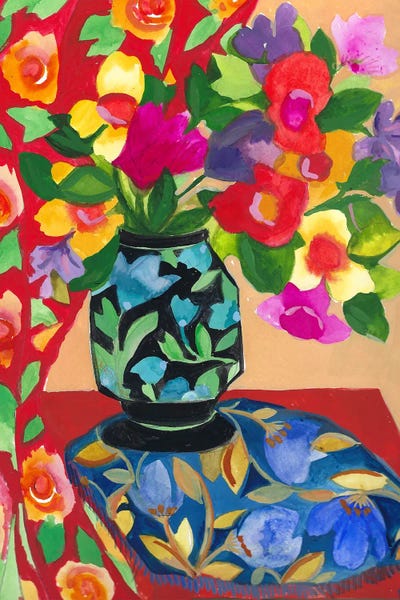 The Red Curtain by Kim Parker framed canvas print