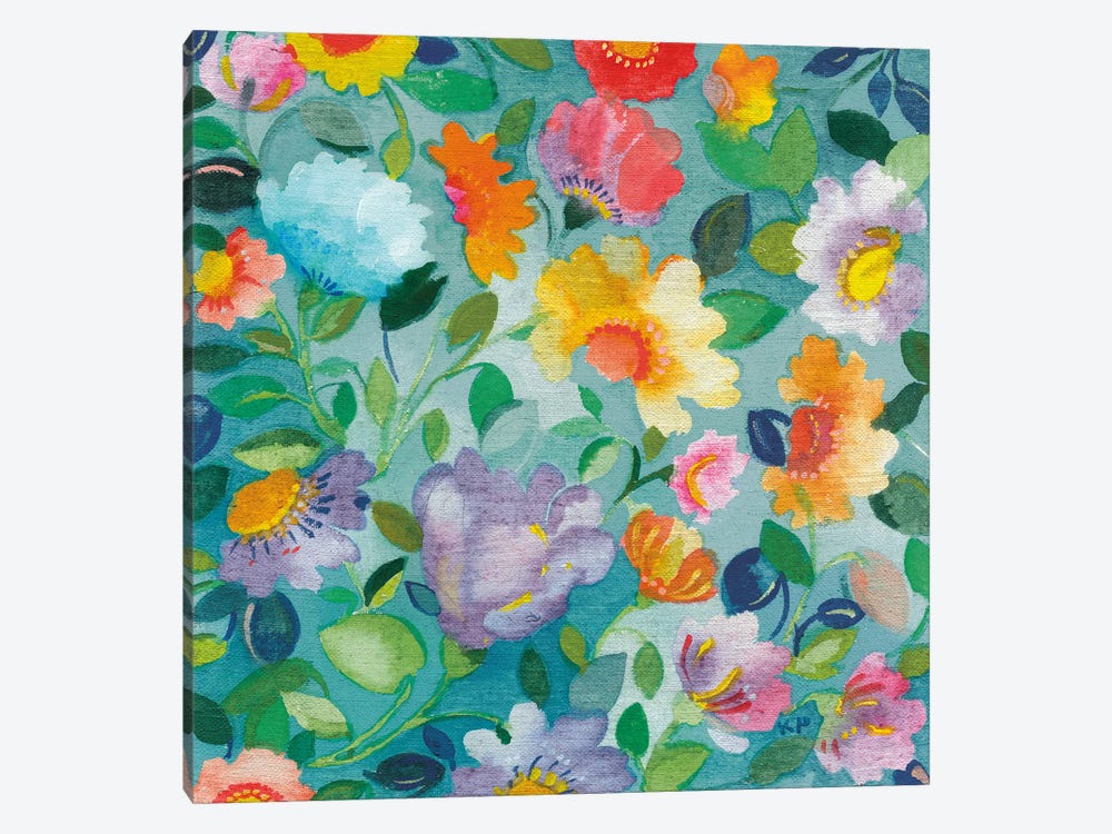 Turquoise Flowers by Kim Parker 1-piece Art Print