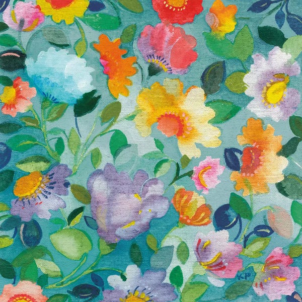 Latin Décor: Turquoise Flowers by Kim Parker