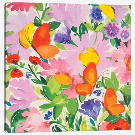 Butterflies & Echinacea Canvas Print #KPA64} by Kim Parker Art Print