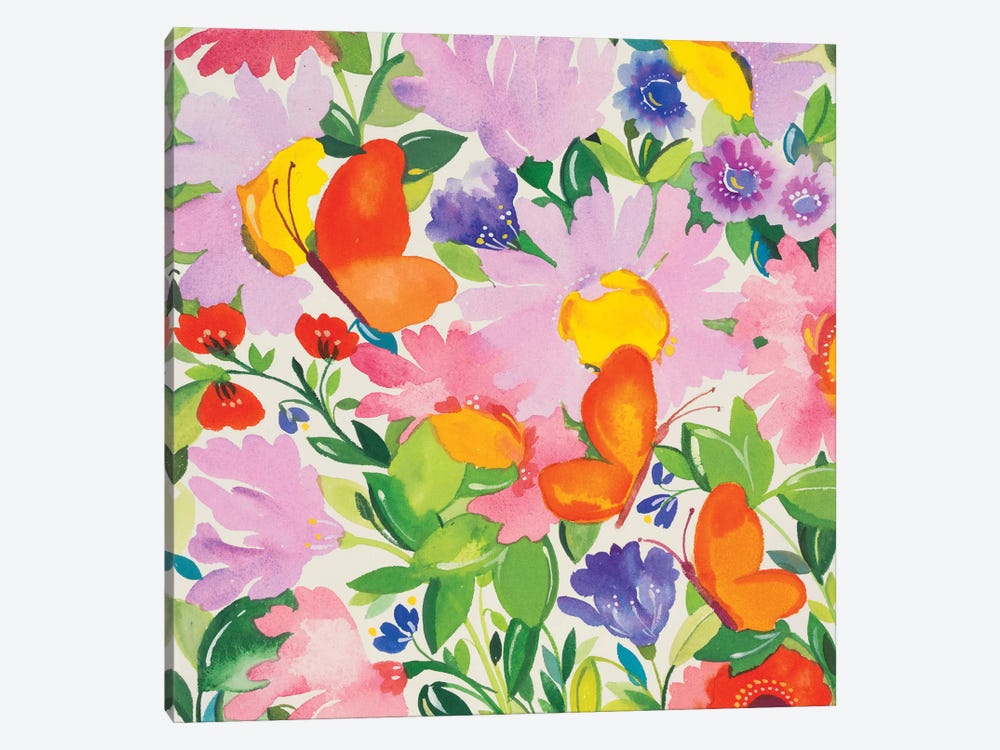 Butterflies & Echinacea by Kim Parker 1-piece Canvas Art Print