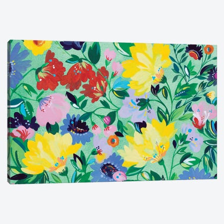 Mint Garden Textile Canvas Print #KPA68} by Kim Parker Canvas Art