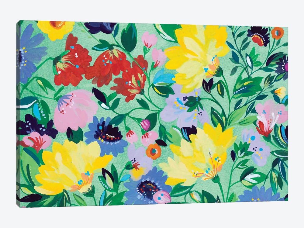Mint Garden Textile by Kim Parker 1-piece Canvas Art Print