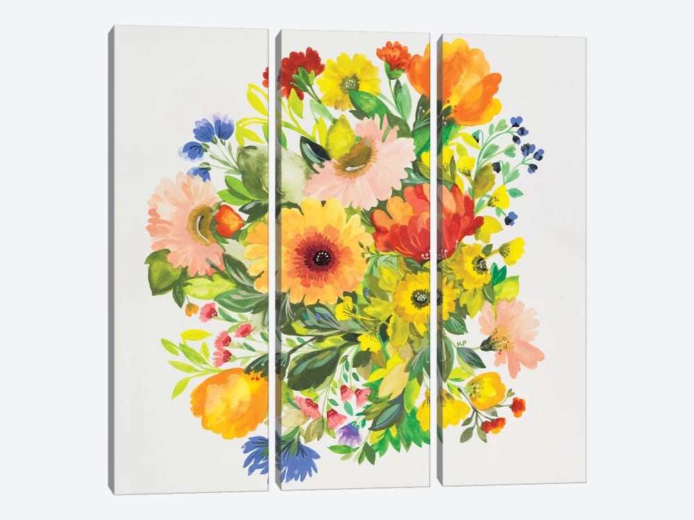 September Garden Bouquet by Kim Parker 3-piece Canvas Wall Art