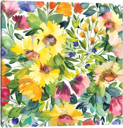 Lydia's Garden Canvas Art Print - Floral & Botanical Patterns