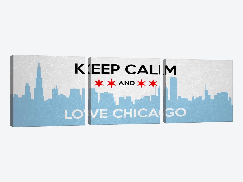 Keep Calm & Love Chicago by 5by5collective 3-piece Canvas Artwork
