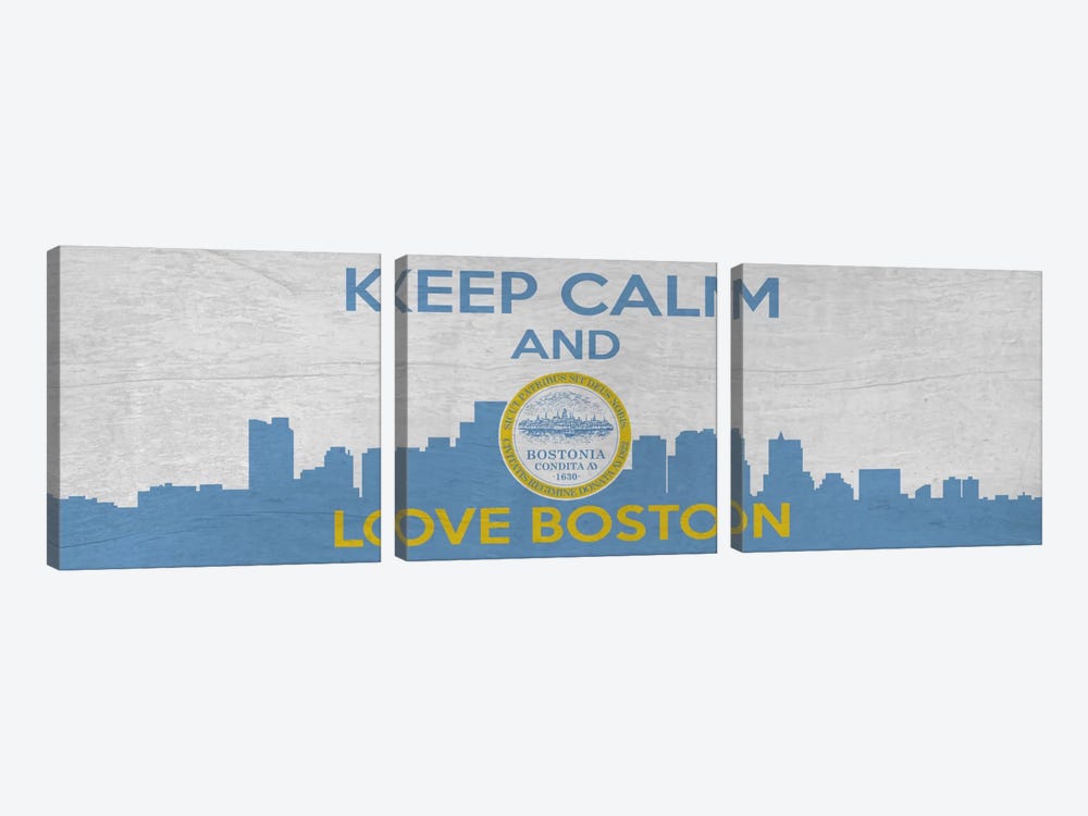 Keep Calm & Love Boston by Unknown Artist 3-piece Canvas Art Print
