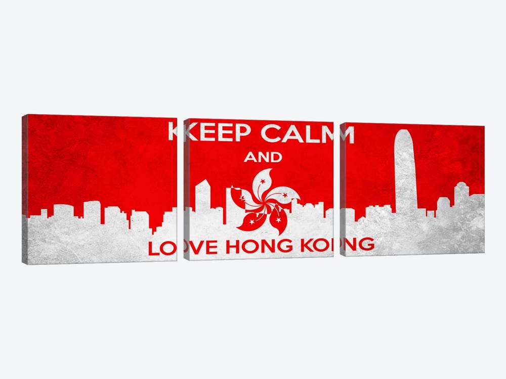 Keep Calm & Love Hong Kong by 5by5collective 3-piece Art Print