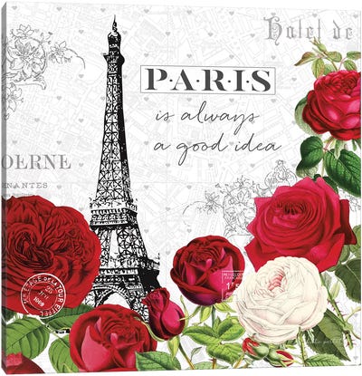 Rouge Paris II Canvas Art Print - The Eiffel Tower