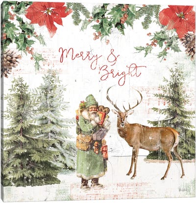 Wooded Holiday III Canvas Art Print - Reindeer Art