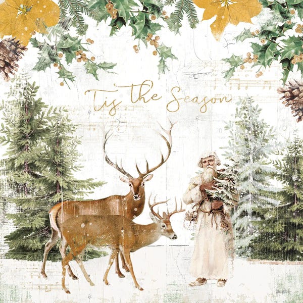 Deer: Wooded Holiday II Gold by Katie Pertiet