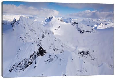 Aerial View Of Deep Snow In The Coast Mountains, Near Squamish And Whistler, British Columbia, Canada Canvas Art Print - British Columbia Art