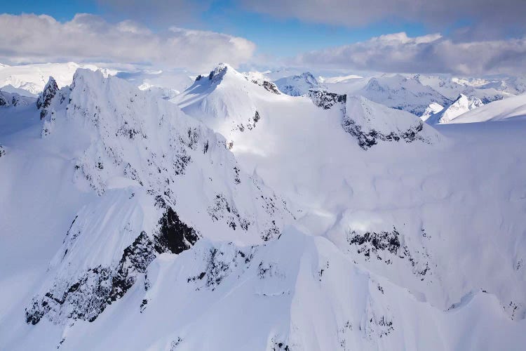 Aerial View Of Deep Snow In The Coast Mountains, Near Squamish And Whistler, British Columbia, Canada