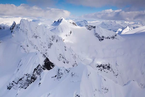 Aerial View Of Deep Snow In The Coast Mountains, Near Squamish And Whistler, British Columbia, Canada