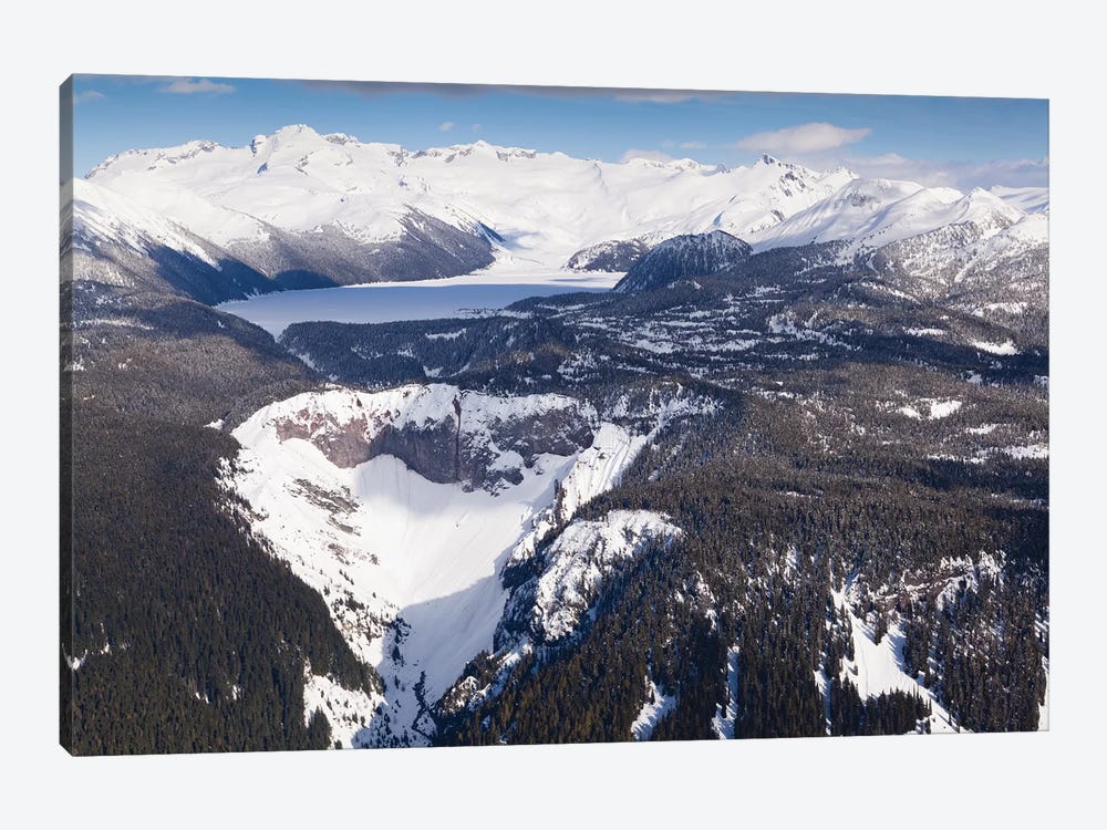 Aerial View Of Frozen Garibaldi Lake And Lava Barrier In The Foreground. by Kristin Piljay 1-piece Art Print