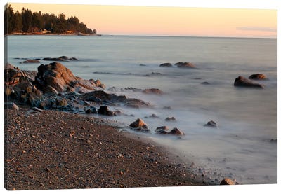 Seascape With Long Exposure At Browning Beach, Sechelt, British Columbia, Canada Canvas Art Print - British Columbia