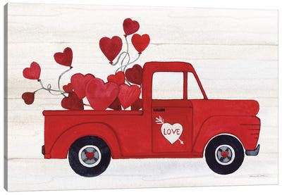 Rustic Valentine Truck Canvas Art Print - Balloons