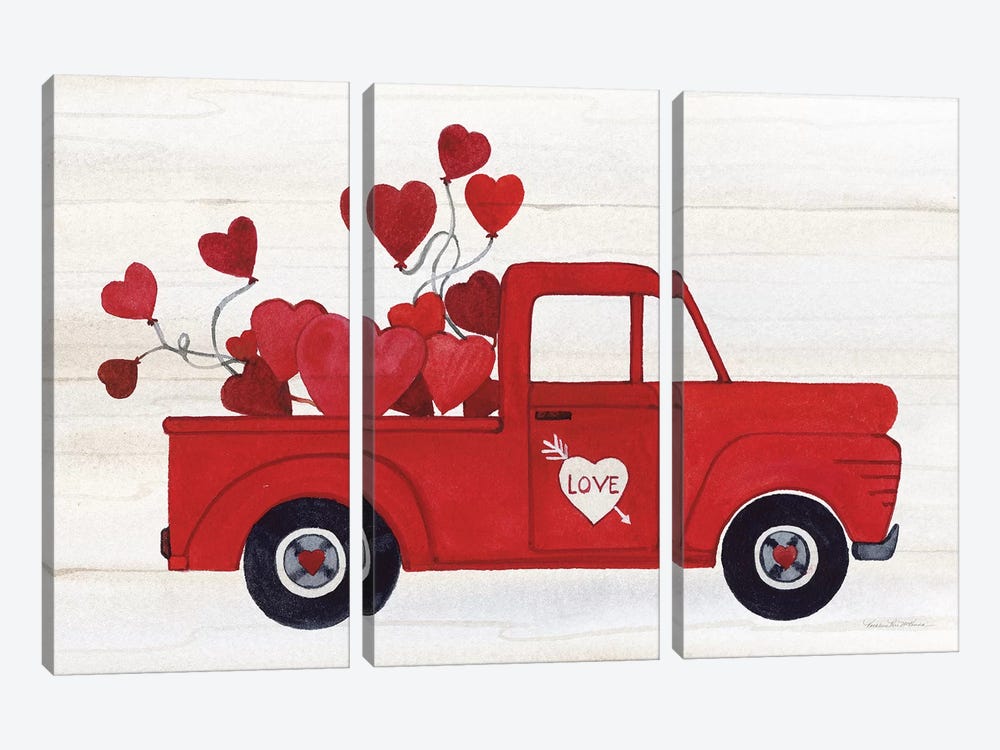 Rustic Valentine Truck by Kathleen Parr McKenna 3-piece Art Print