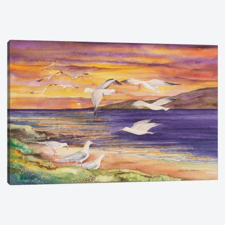 Seagull Sunset Canvas Print #KPM19} by Kathleen Parr McKenna Canvas Print