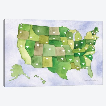 USA Capital Map Canvas Print #KPM28} by Kathleen Parr McKenna Canvas Art