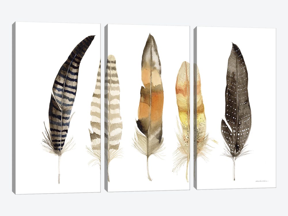 Natural Feathers by Kathleen Parr McKenna 3-piece Art Print
