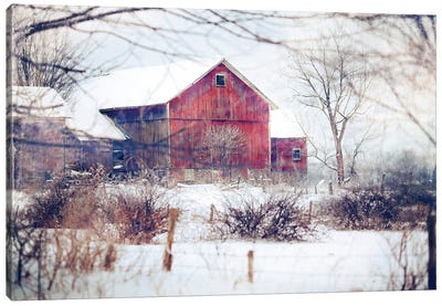 Winter Barn Canvas Art Print - Country Scenic Photography