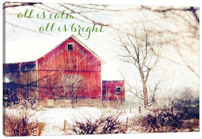 Calm and Bright Barn Canvas Art Print - Farmhouse Christmas Décor