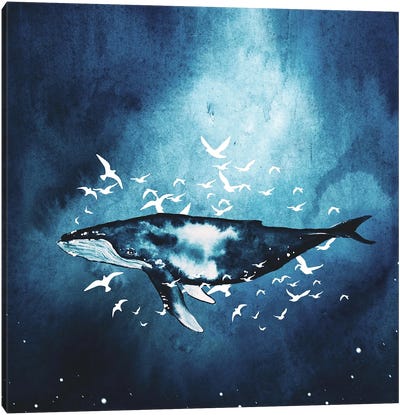 Whale Dreams Canvas Art Print - Kids Ocean Life Art